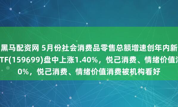 黑马配资网 5月份社会消费品零售总额增速创年内新高，恒生消费ETF(159699)盘中上涨1.40%，悦己消费、情绪价值消费被机构看好